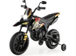 12V Kinder Elektro Motorrad, 5,5-6 km/h, Aprilia Kindermotorrad mit Stützrädern & Musik & Scheinwerfer, Elektromotorrad für Kinder ab 3 Jahren, bis 30kg belastbar (Schwarz)
