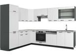Vicco Cucina Angolare Completa Fame-Line, 227 X 287 Cm , Pt Marmo, Bianco Casa Di Campagna/Antracite