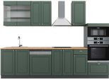 Vicco Cucina Componibile Fame-Line, 300 Cm Con Armadio Alto, Pt Rovere, Verde-Oro Country House/Antracite