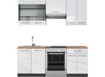 Vicco Cucina Componibile Fame-Line, 200 Cm , Pt Rovere, Bianco Lucido/Antracite