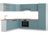 Vicco Cucina Angolare Completa R-Line, 227 X 287 Cm , Pt Rovere, Blu-Grigio/Bianco