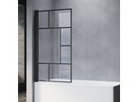 Sonni Attacco Per Vasca Pieghevole Nero 80X140Cm Nano Vetro Esg 6Mm Cabina Doccia Per Vasche Da Bagno - Design A Reticolo