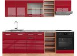 Vicco Cucina Componibile R-Line, 240 Cm , Pl Marmo, Rosso Lucido/Rovere Dorato/Quercia Dorata
