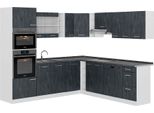 Vicco Cucina Angolare Completa R-Line, 237 X 247 Cm Pt Antracite, Nero Cemento/Bianco