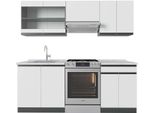 Vicco Cucina Componibile R-Line, 200 Cm , Pt Marmo, Bianco/Antracite