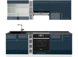 Vicco Cucina Componibile Fame-Line, 235 Cm , Pt Antracite, Blu Scuro Lucido/Bianco