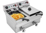 20L Gewerbliche elektrische Friteuse mit 2 Körben Kaltzonen Öl Fett Fritöse 6000W