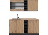 Vicco Cucina Completa R-Line, 160 Cm , Pt Rovere, Rovere Artigianale/Antracite