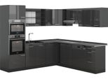 Vicco Cucina Angolare Completa R-Line, 237 X 247 Cm , Pl Antracite, Antracite Lucido/Antracite
