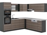 Vicco Cucina Angolare Completa R-Line, 237 X 247 Cm , Pl Marmo, Grigio Nobile/Antracite
