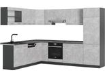 Vicco Cucina Angolare Completa R-Line, 227 X 287 Cm , Pl Antracite, Calcestruzzo/Antracite