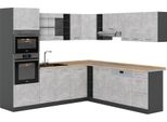 Vicco Cucina Angolare Completa R-Line, 237 X 247 Cm , Pl Rovere, Calcestruzzo/Antracite
