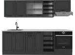 Vicco Cucina Componibile R-Line, 240 Cm , Pl Marmo, Casa Di Campagna Antracite/Antracite