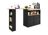 Abrihome Tavolo Da Sala Da Pranzo Girevole A 360° Tavolo Da Bar Con 4 Cassetti E Spazio Di Archiviazione Aperto, Allungabile Con Armadio, Nero