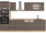 Vicco Cucina Componibile R-Line, 300 Cm Con Armadio Alto, Pl Rovere, Grigio Nobile/Rovere Dorato