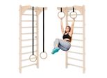 Scala Ginnica A Muro Con Anelli Ginnici, Lunghezza Regolabile, Per Esercizi Domestici, Per Adulti E Bambini, Allenamento Della Forza E Dello Stretching, 100% Legno
