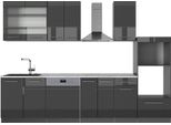 Vicco Cucina Componibile Fame-Line, 300 Cm Con Armadio Alto, Pl Marmo, Antracite Lucido/Antracite
