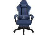 Luckracer Sedia Da Gioco Con Poggiapiedi Sedia Da Ufficio Ergonomica Con Cuscino Lombare Regolabile, Sedia Da Gioco Con Poggiatesta, Altezza Regolabile Blu