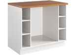 Herdumbauschrank Home Affaire "Teramo", Weiß, Honig, B:100Cm H:85Cm T:60Cm, Massivholz, SchräNke, Herdumbauschrank, Breite 100 Cm, Seitlich Je 3 Offene FäCher