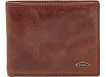 Fossil Pelle Portafoglio Ryan Bifold With Flip Id Rfid Dark Brown Marrone