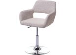 Sedia Da Pranzo HWC-A50 Iii, Sedia Da Cucina, Retrò Anni '50, Tessuto/Tessuto ~ Crema/Grigio, Base Cromata