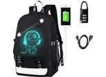 Usb Scuola Zaino Satchel Schoolbag Sport Zaino Tempo Libero Zaini Daypacks Zaino Con La Serratura Per Le Ragazze Ragazzi E Bambini Signore Uomini Adolescenti (Nero)