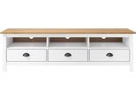 Mobile Tv Hill White 158X40X47 Cm In Legno Di Pino Massiccio