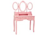 Syfax™ Tavolo Da Trucco Con Sgabello E Specchio Pieghevole In 3 Rosa