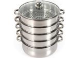 Vapore Pentola A Vapore Pentola A Pressione Pentola Di Cottura Pentola In Acciaio Inox A 5 Strati Con Coperchio In Vetro (30 Cm)