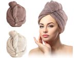 Asciugamano A Turbante, Turbante Per Capelli, Asciugamano Per Capelli, Foulard Per Capelli, Asciugamano Per La Testa Con Bottone In Microfibra Ad Asciugatura Rapida, Asciugamano Per Capelli Per Tutti I Tipi Di Capelli - 2 Pz