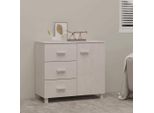 Vidaxl Credenza Hamar Bianco 90X40X80 Cm In Legno Di Pino Massiccio