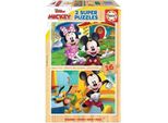 Mickey & Minnie Wooden Puzzle - 2X16 Pieces - Cartoons And Comics - Yellow - From 3 Years Old