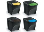 Set Di Contenitori Per La Raccolta Differenziata Keden Sortibox 4X25L Nero