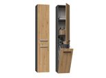 Armadietto Alto Da Bagno Con Cestello Atso - Rovere Artisan / Antracite