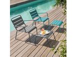 Lot Di 2 Poltrone Relax Con Poggiapiedi In Metallo Grigio E Turchese - Oviala Palavas