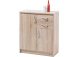Cassettiera - Decoro Rovere Sonoma - 74 X 86 Cm - 2 Ante - 2 Cassetti - 3 Ripiani