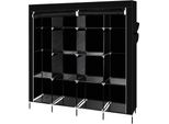 Armadio In Tessuto Fch, Armadio In Tessuto Non Tessuto, 4 Strati E 12 Scomparti Con 2 Guide Per Abiti E 4 Tasche Laterali, 169,5*44*181,5 Cm, Nero