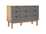 Cassettiera Otta Brown & Grey 111X43X73,5 Cm In Legno Massiccio