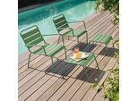 Set Di 2 Poltrone Relax Con Poggiapiedi In Metallo Verde Cactus - Oviala Palavas