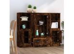 Vidaxl Tavole Alte 3 Pz. Materiale A Base Di Legno Di Quercia Affumicata