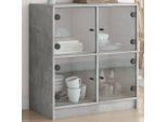 Vidaxl Mobile Laterale Con Ante In Vetro Grigio Cemento 68X37X75,5 Cm