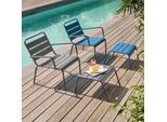 Lotto Di 2 Poltrone Relax Con Poggiapiedi Grigio E Blu Pacifico - Oviala Palavas