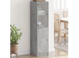 Credenza Con Anta In Vetro Grigio Cemento 35X37X142 Cm
