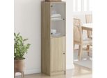 Credenza Con Anta In Vetro Rovere Sonoma 35X37X142 Cm
