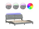Vidaxl Struttura Letto Con Led Senza Materasso "Hvar"" Tessuto Grigio Chiaro 200X200 Cm"
