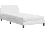 Vidaxl Letto Con Materasso "Dover"" Bianco 100X200 Cm In Pelle Finta"