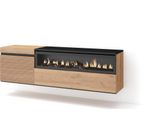 Mobile Tv Soggiorno, 150X35X45Cm, Per Tv Fino A 65", Camino Elettrico, Da Appendere, Rovere"