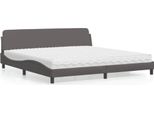 Vidaxl Letto Con Materasso "Dover"" Grigio 200X200 Cm In Pelle Finta"