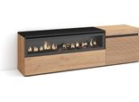 Mobile Tv Soggiorno, 150X35X45Cm, Per Tv Fino A 65", Camino Elettrico, Rovere"