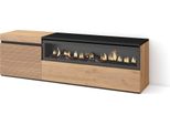 Mobile Tv Soggiorno, 150X35X45Cm, Per Tv Fino A 65", Camino Elettrico, Rovere"
